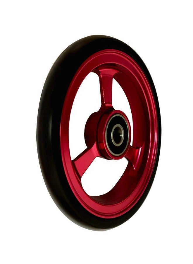 عجلات RIANTWHEEL، مقاس 4 × 1.0 بوصة، صلبة، مصنوعة من البولي يوريثان، عجلات للكراسي المتحركة، حافة من الألومنيوم، زوج واحد (أحمر) - Image 2