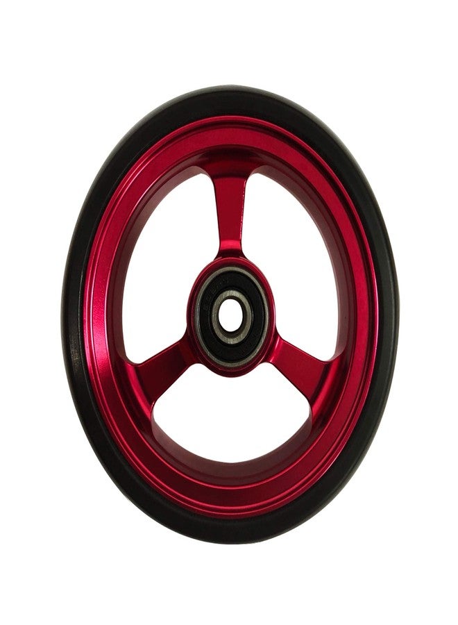 عجلات RIANTWHEEL، مقاس 4 × 1.0 بوصة، صلبة، مصنوعة من البولي يوريثان، عجلات للكراسي المتحركة، حافة من الألومنيوم، زوج واحد (أحمر) - Image 1