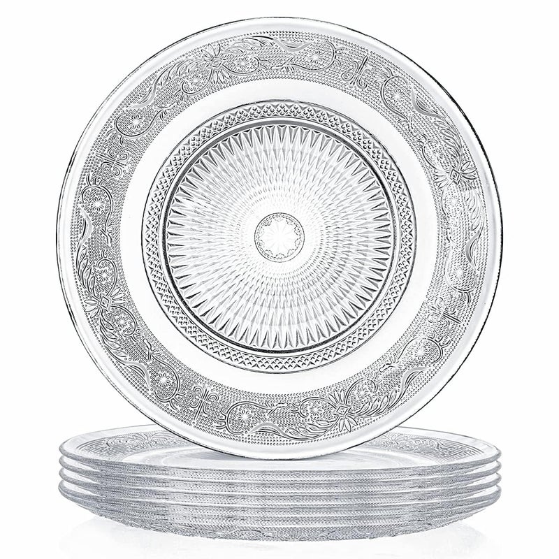 CYNFLEES 7 Inch Serving Plate for Snacks Starter Plate for Serving Designer Starter Glass Plate for Serving Set of 2 - Image 1