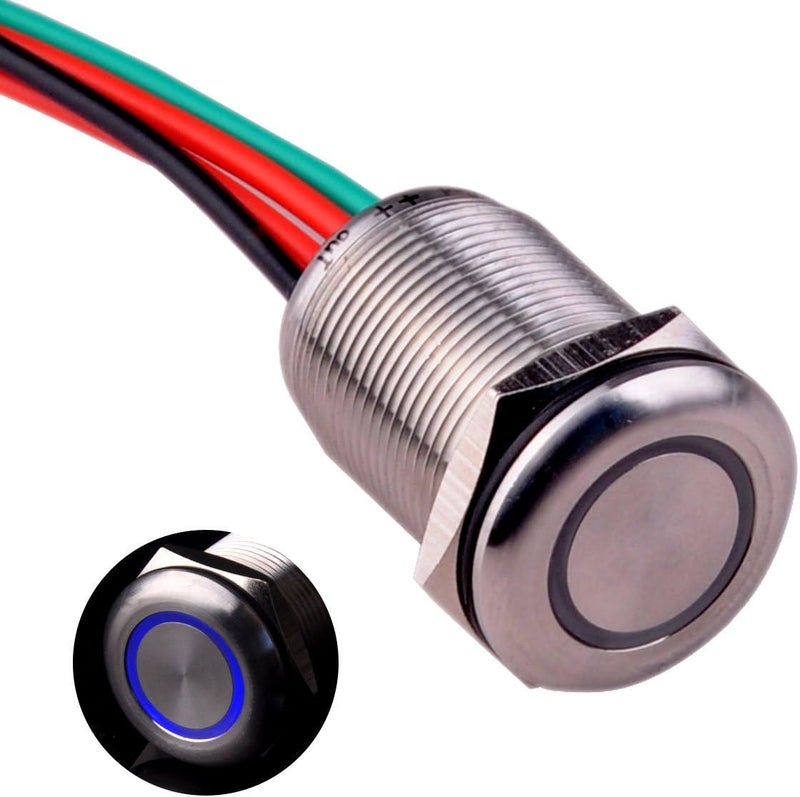 Ulincos Touch Switch UT19W1 Momentary Switch DC 6V to 24V Blue LED Suitable for 19mm 3/4" Mounting Hole - Image 1