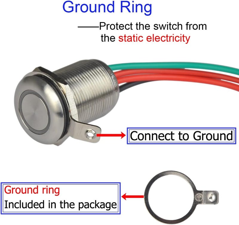 Ulincos Touch Switch UT19W1 Momentary Switch DC 6V to 24V Blue LED Suitable for 19mm 3/4" Mounting Hole - Image 2