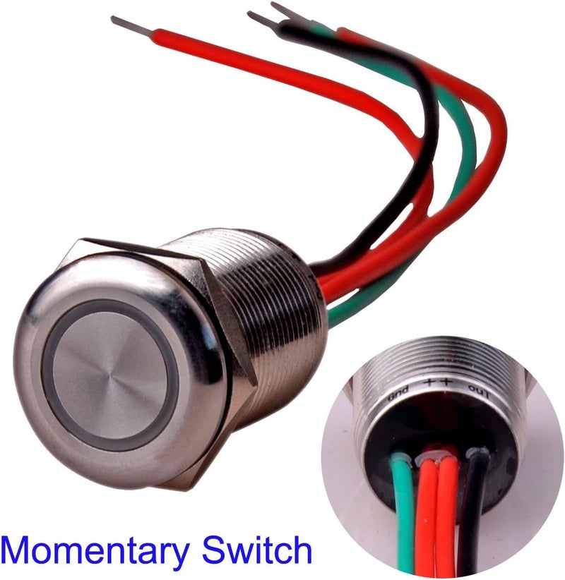 Ulincos Touch Switch UT19W1 Momentary Switch DC 6V to 24V Blue LED Suitable for 19mm 3/4" Mounting Hole - Image 5