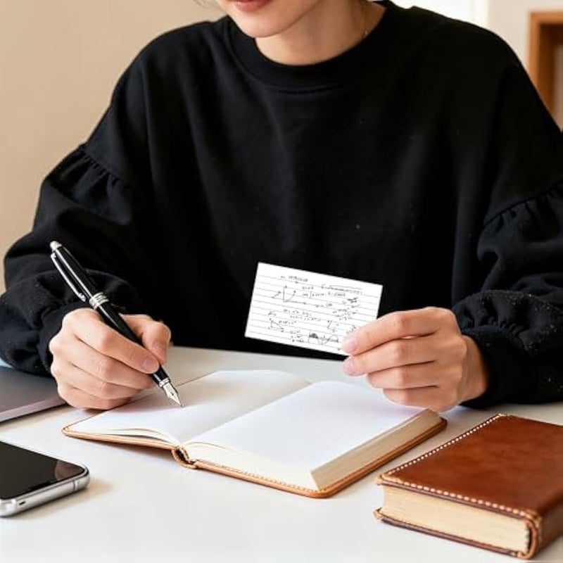400 Count Index Cards 3x5 Inch - 180gsm Heavyweight White Flash Card (50 Sheets Each), Durable & Portable Note Taking for Students, Teachers, Study Flashcards for School Office Home - Image 4