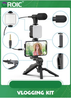 GROIC Vlogging Kit/ Light & Microphone | Pro Grip/ LED Lights & Mic Studio Bundle | Professional Grip, Mini Portable Tripod for Vlogging, TikTok, Twitch, YouTube Videos | Use w/Phones, Cameras  - Image 3