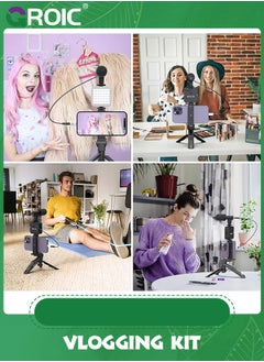 GROIC Vlogging Kit/ Light & Microphone | Pro Grip/ LED Lights & Mic Studio Bundle | Professional Grip, Mini Portable Tripod for Vlogging, TikTok, Twitch, YouTube Videos | Use w/Phones, Cameras  - Image 4