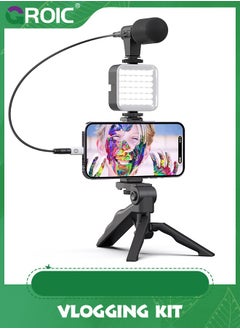 GROIC Vlogging Kit/ Light & Microphone | Pro Grip/ LED Lights & Mic Studio Bundle | Professional Grip, Mini Portable Tripod for Vlogging, TikTok, Twitch, YouTube Videos | Use w/Phones, Cameras  - Image 1