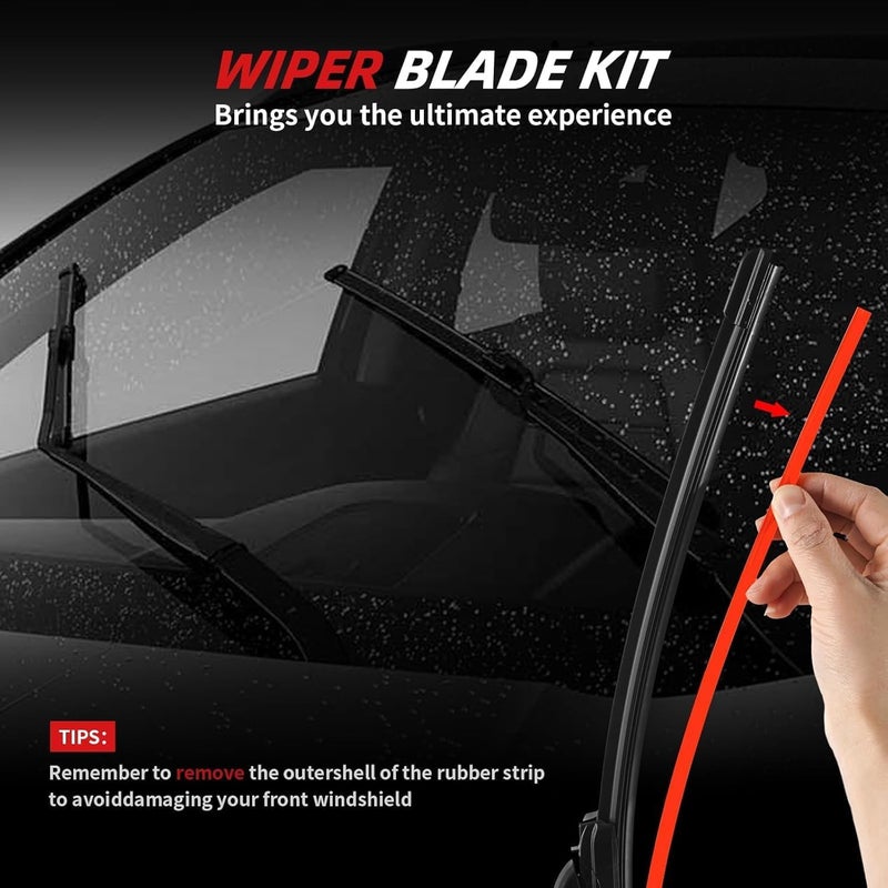 OTUAYAUTO Windshield Wiper Blades - Replacement for Volkswagen Taos 2022 2023 2024, Front and Rear Wipers Set, Top Lock - 26"+18"+11" (Pack of 3) - Image 5