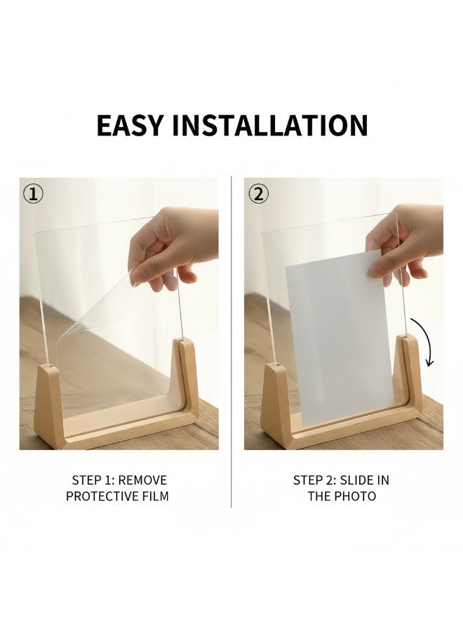 إطارات صور خشبية – مجموعة 2 قطع، قاعدة خشبية صلبة، غطاء أكريليكي عالي الدقة - Image 5