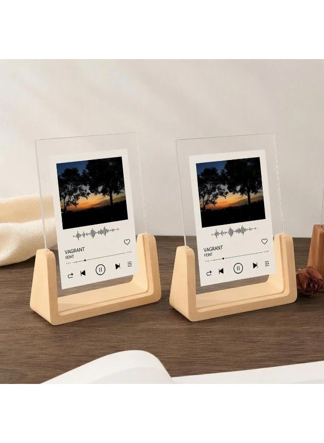 Solid Wood Photo Frames 2 Pack HD Clear Acrylic Cover Rustic Wooden Picture Frame Tabletop Home Decor Gift - Image 1