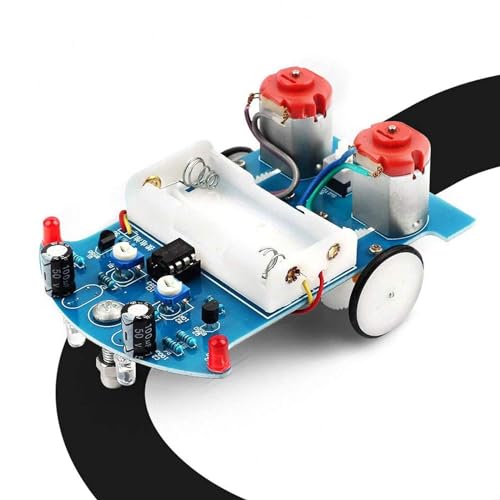 MiOYOOW Line Following Robot Car Kit, Beginners Smart Car Soldering Practice Kit STEM Educational Electronics Soldering Projects for School and Home Learning - Image 1