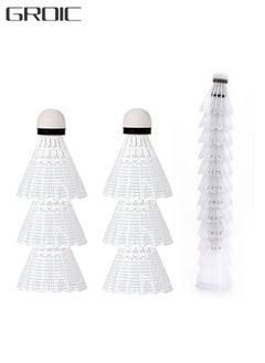 GROIC 12 Pcs Plastic Badminton Shuttlecocks with Great Stability and Durability Badminton Birdie Balls Indoor Outdoor Sport Training Badminton Ball  - Image 1
