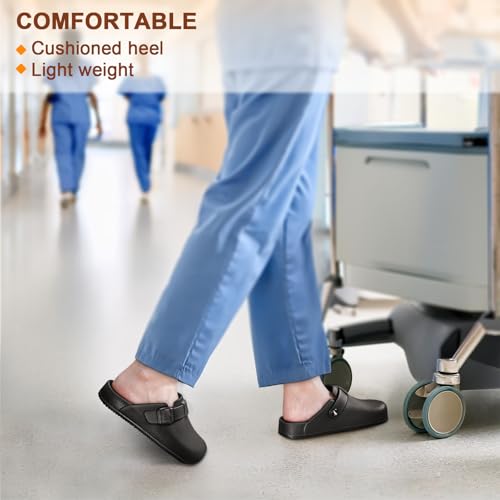 Bigant Womens Clogs,Mercy Mules for Womens Nurse Shoes-Slip on Garden Work Shoes(Black-10 Women/8 Men) - Image 5