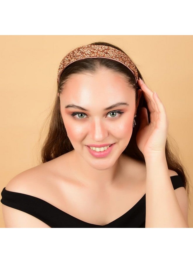NNR Sprinkle Stone Hair Band Fancy Party Wedding Hairband Headband for Women & Girls (Brown) - Image 5