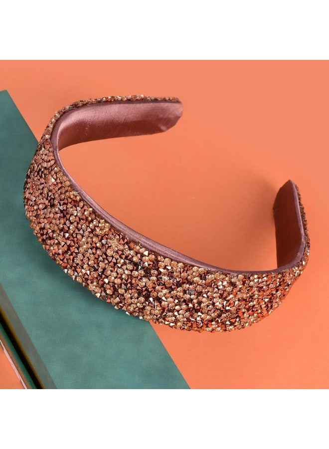 NNR Sprinkle Stone Hair Band Fancy Party Wedding Hairband Headband for Women & Girls (Brown) - Image 3