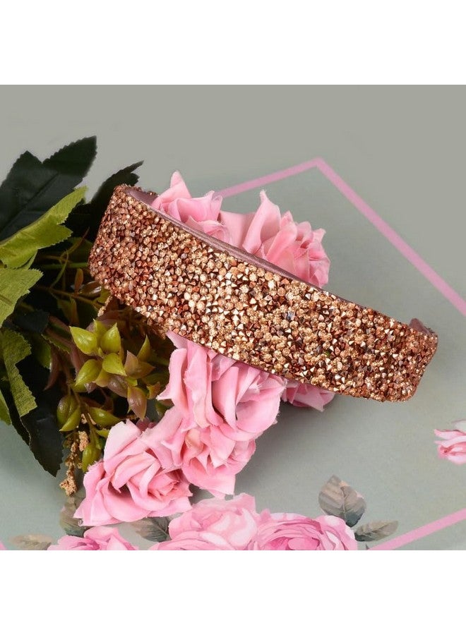 NNR Sprinkle Stone Hair Band Fancy Party Wedding Hairband Headband for Women & Girls (Brown) - Image 2