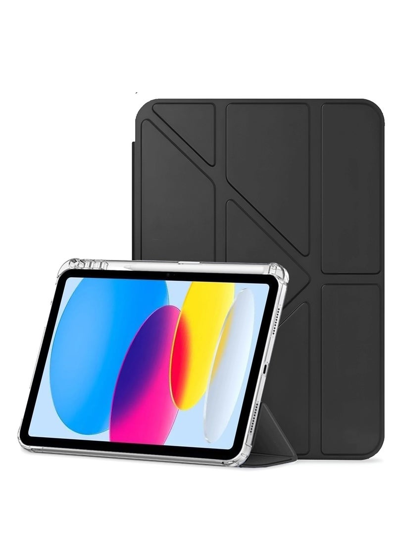 Wtech Apple iPad 2025 (11th Generation) A16 10.9 inch Symmetry 360 Smart Folio Series Auto Awake/Auto Sleep Leather Texture and Transparent Back with Pen Holder Case Cover - Black - Image 2