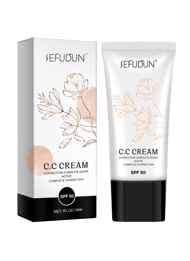 Sefudun - CC Correcting Cream, Self Adjusting for Mature Skin, with SPF 50 for Aging Skin to Even out Face and Body Tone for Skin Type Most Types 30ml - Image 1