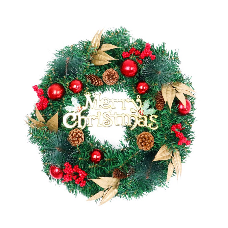 Christmas Wreaths for Front Door 11.8-inch Artificial Christmas Wreath with Pine Cones Berries Xmas Ball Ornaments Decorations for Christmas Festival Celebration Door Window Wall Home Theme Party - Image 1
