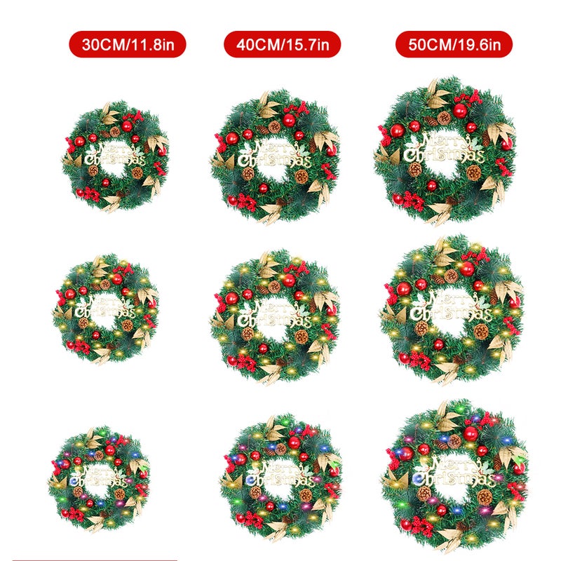 Christmas Wreaths for Front Door 11.8-inch Artificial Christmas Wreath with Pine Cones Berries Xmas Ball Ornaments Decorations for Christmas Festival Celebration Door Window Wall Home Theme Party - Image 2