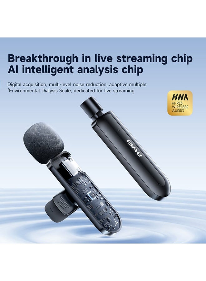 Awei Wireless Lavalier Mic - Mk2 - Black - Image 3