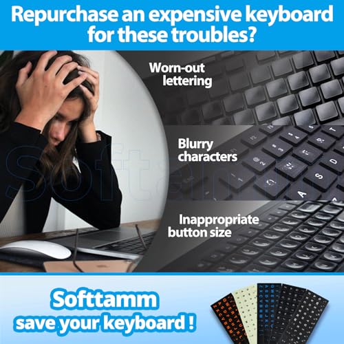 Softamm English Keyboard Stickers [5 in 1],Super Clear Large Print Bold White Letters on Black Background English US Keyboard Letter Stickers for Laptop Desktop Computer Alphabet Sticker-Matte - Image 3