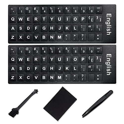 Softamm English Keyboard Stickers [5 in 1],Super Clear Large Print Bold White Letters on Black Background English US Keyboard Letter Stickers for Laptop Desktop Computer Alphabet Sticker-Matte - Image 1