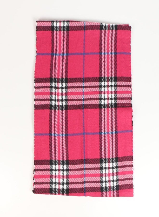TZ Promise Unisex's Tartan Plaid & Checks Solid Infinity Fashion Scarves for Winter (Infinity Plaid Hot Pink) - Image 4