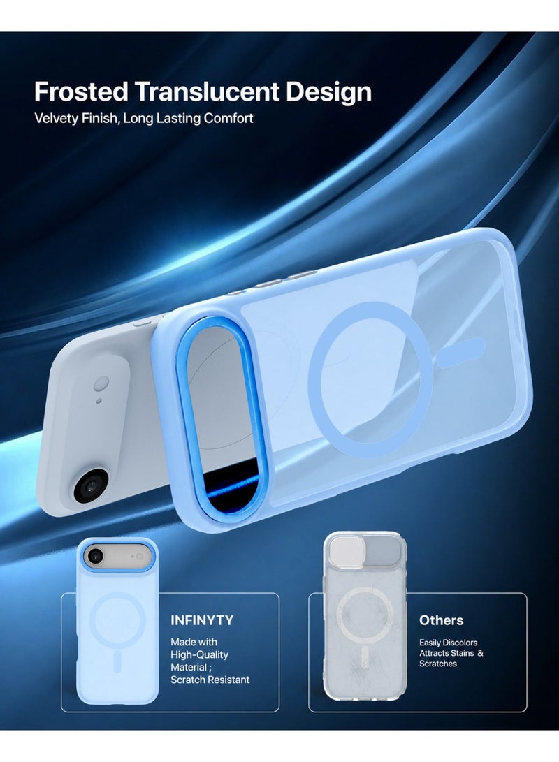 INFINYTY iPhone 17 Air Premium Matte Case with Metallic Accents- Modo Blue, Frosted PC Back, TPU Frame, Metallic Camera Frame for Strength, MagSafe Compatible with N52 Magnet, Metallic Buttons, Anti-Slip Soft-Touch Grip, Military Grade Drop-Protection, Infinyty Lite - Image 3