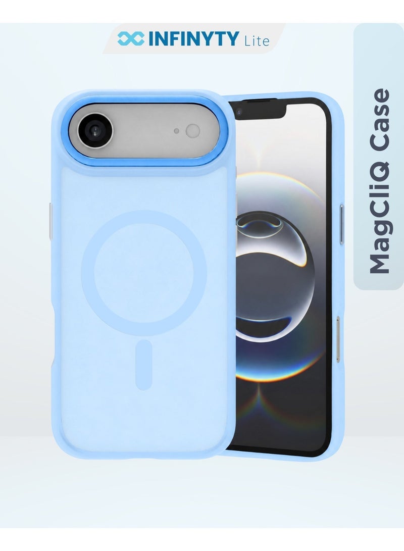 INFINYTY iPhone 17 Air Premium Matte Case with Metallic Accents- Modo Blue, Frosted PC Back, TPU Frame, Metallic Camera Frame for Strength, MagSafe Compatible with N52 Magnet, Metallic Buttons, Anti-Slip Soft-Touch Grip, Military Grade Drop-Protection, Infinyty Lite - Image 1