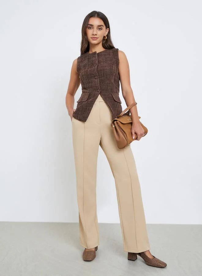 Styli Sleeveless Boucle Tweed Look Waistcoat