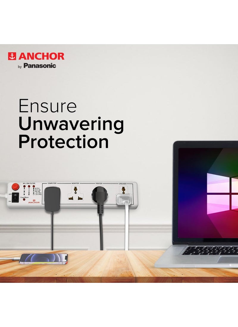 Anchor Anchor by Panasonic 4 way 6A International Socket with Single Switch 4 Way Extension Board with 4 Mtr Extension Cord Multi Plug Socket for Home Wall Office 22048  - Image 4