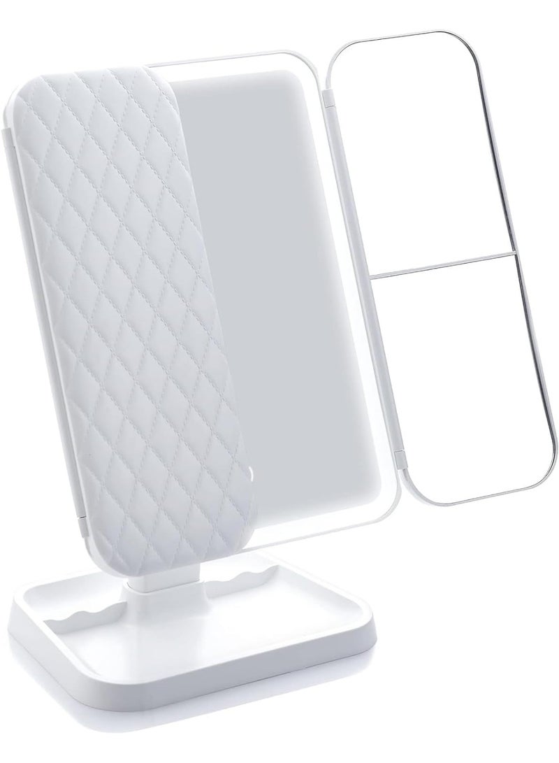 أفضل الفن مرآة مكياج مع إضاءة LED، تكبير 1X/2X/3X، تحكم باللمس، مرآة طاولة قابلة للطي والتعديل 180°، قابلة للشحن - Image 5