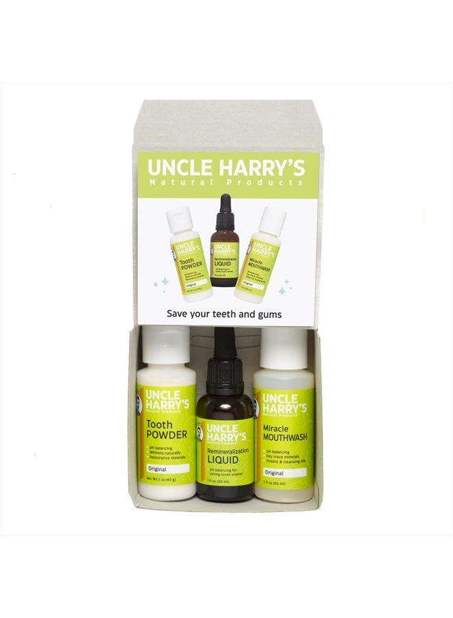 Uncle Harry's Natural Remineralization Kit for Tooth Enamel & Mineral - 3 Products Strengthen Weak Enamel & Correct Oral Care Issues (1 kit) - Image 1