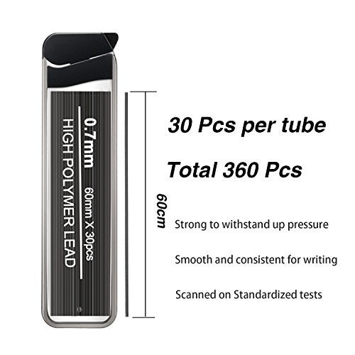 HESTYA 360 Pcs Color Lead Refills 0.7 mm HB Black Mechanical Pencil Refills, 7 Assorted Colors and Black with Convenient Dispensers for Back to School Student Stationery Supplies Office - Image 2