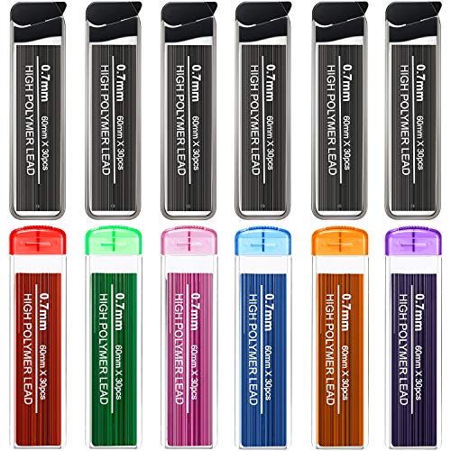 HESTYA 360 Pcs Color Lead Refills 0.7 mm HB Black Mechanical Pencil Refills, 7 Assorted Colors and Black with Convenient Dispensers for Back to School Student Stationery Supplies Office - Image 1