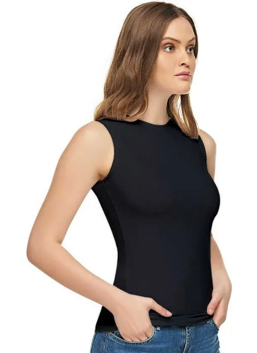 Tutku Elit 2201 Zero Sleeve Lycra Elastane Women Undershirt Body Undershirt Black