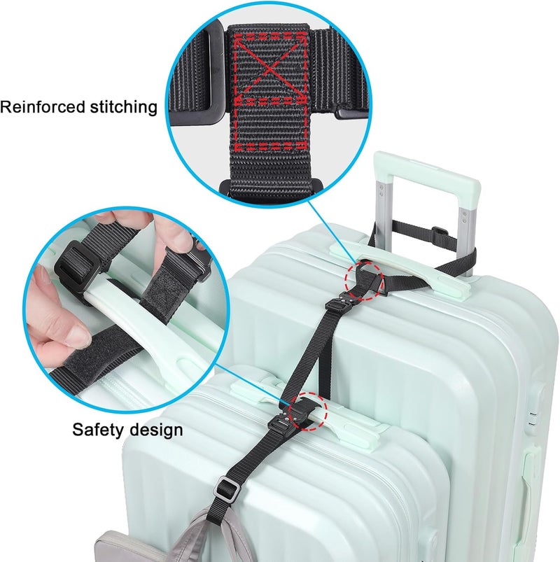 Vigorport Luggage Straps, Metal Luggage Connector Straps for Suitcases Add A Bag and Connect Your 2 Suitcases Together Adjustable Attachment Accessories Belts (0.75" Width Small Size) - Image 3