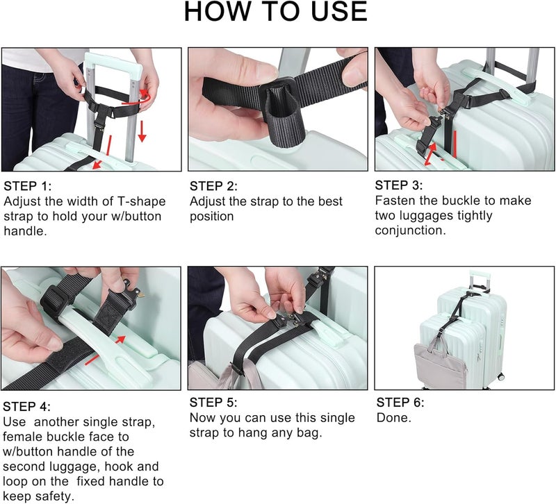 Vigorport Luggage Straps, Metal Luggage Connector Straps for Suitcases Add A Bag and Connect Your 2 Suitcases Together Adjustable Attachment Accessories Belts (0.75" Width Small Size) - Image 5