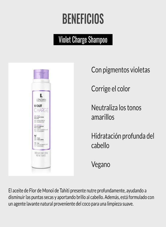 Lendan - Purple Shampoo - Violet Charge Shampoo - 300 ml - With Violet Pigments - Color Correcting - Neutralizes Yellow Tones - Deep Hair Hydration - Vegan - Image 3