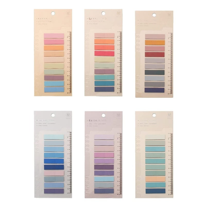 Morandi index sticker loose-leaf ruler sticky sticker PET transparent student stationery key mark message memo book 6 cards - Image 1