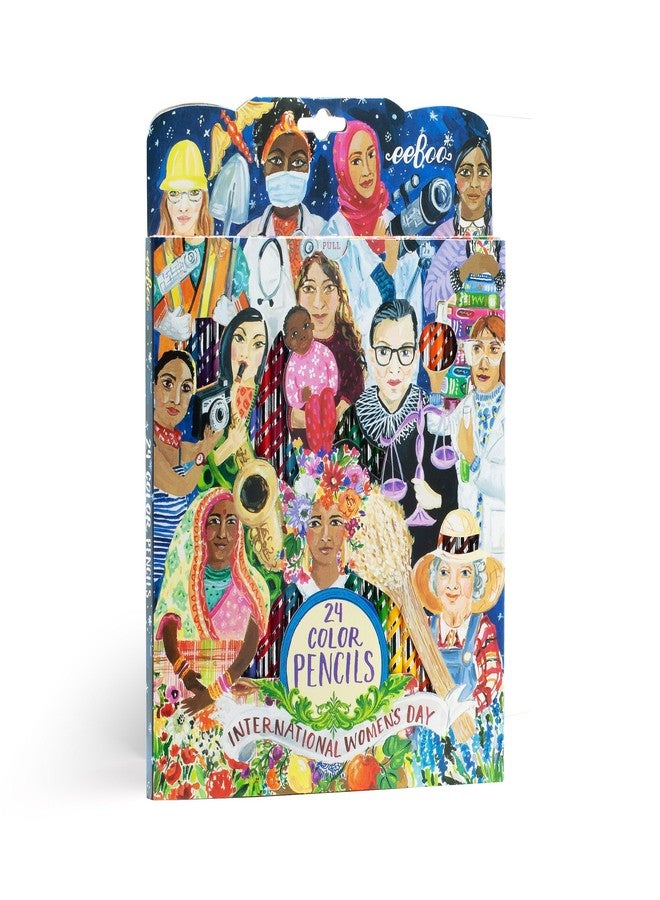 eeBoo: International Women's Day 24 Color Pencils, Multi, Inspires Artists of All Ages, Allows Doodling, Coloring, Sketching, or Creative Artwork, Artist Quality Colored Pencils