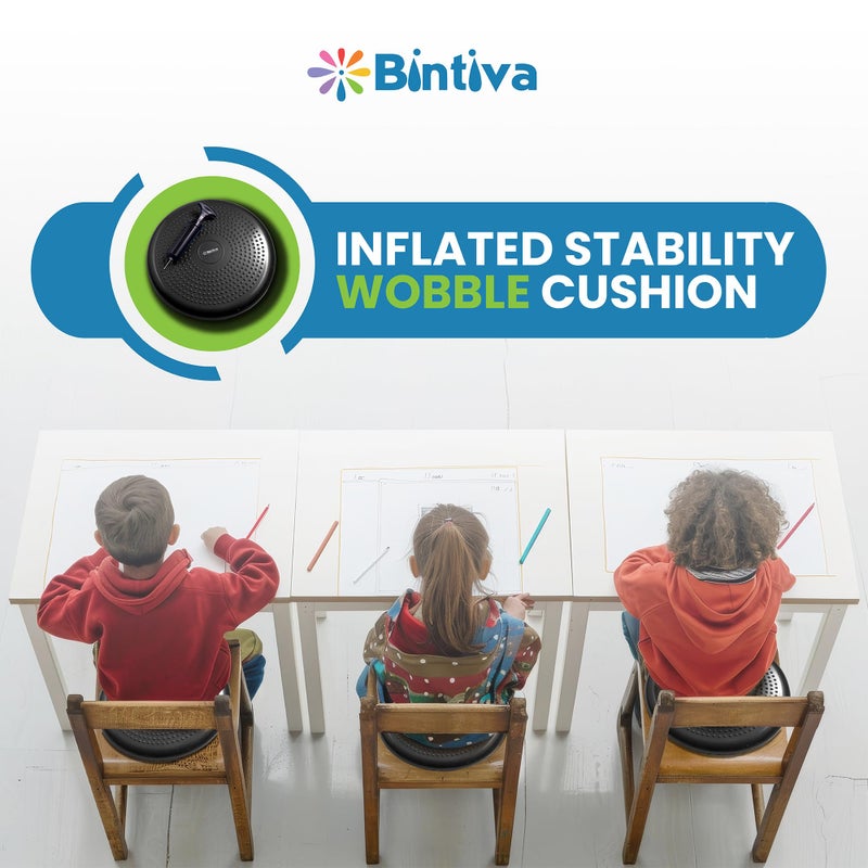 bintiva Inflated Stability Wobble Cushion, Including Free Pump/Exercise Fitness Core Balance Disc,Blue,size: 13 inches / 33 cm diameter - Image 2