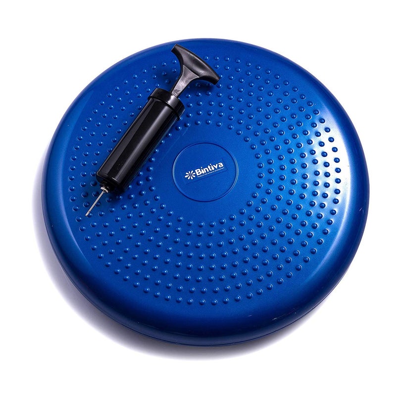 bintiva Inflated Stability Wobble Cushion, Including Free Pump/Exercise Fitness Core Balance Disc,Blue,size: 13 inches / 33 cm diameter - Image 1