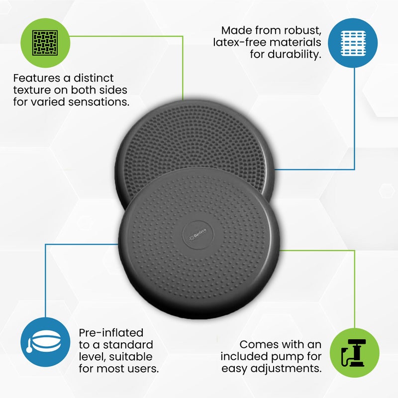 bintiva Inflated Stability Wobble Cushion, Including Free Pump/Exercise Fitness Core Balance Disc,Blue,size: 13 inches / 33 cm diameter - Image 3