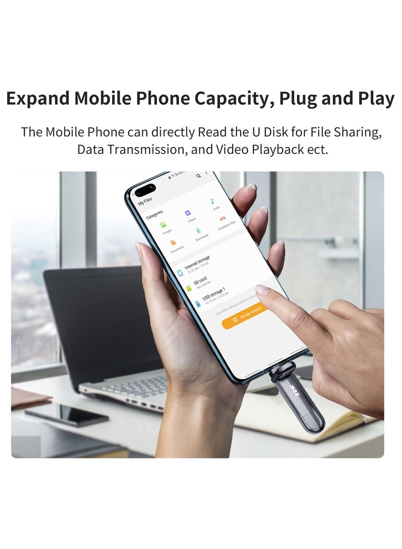 SSK External Hard Drive 512GB Portable SSD up to 1050MB/s, Solid State Drive Fast Thumb Drive,Dual Drive Type-C + USB A 3.2 Gen 2 External Solid State Drives,USB Memory Stick for iPhone 15/PS4/Android Phone/Tablet/Windows/Mac - Image 5