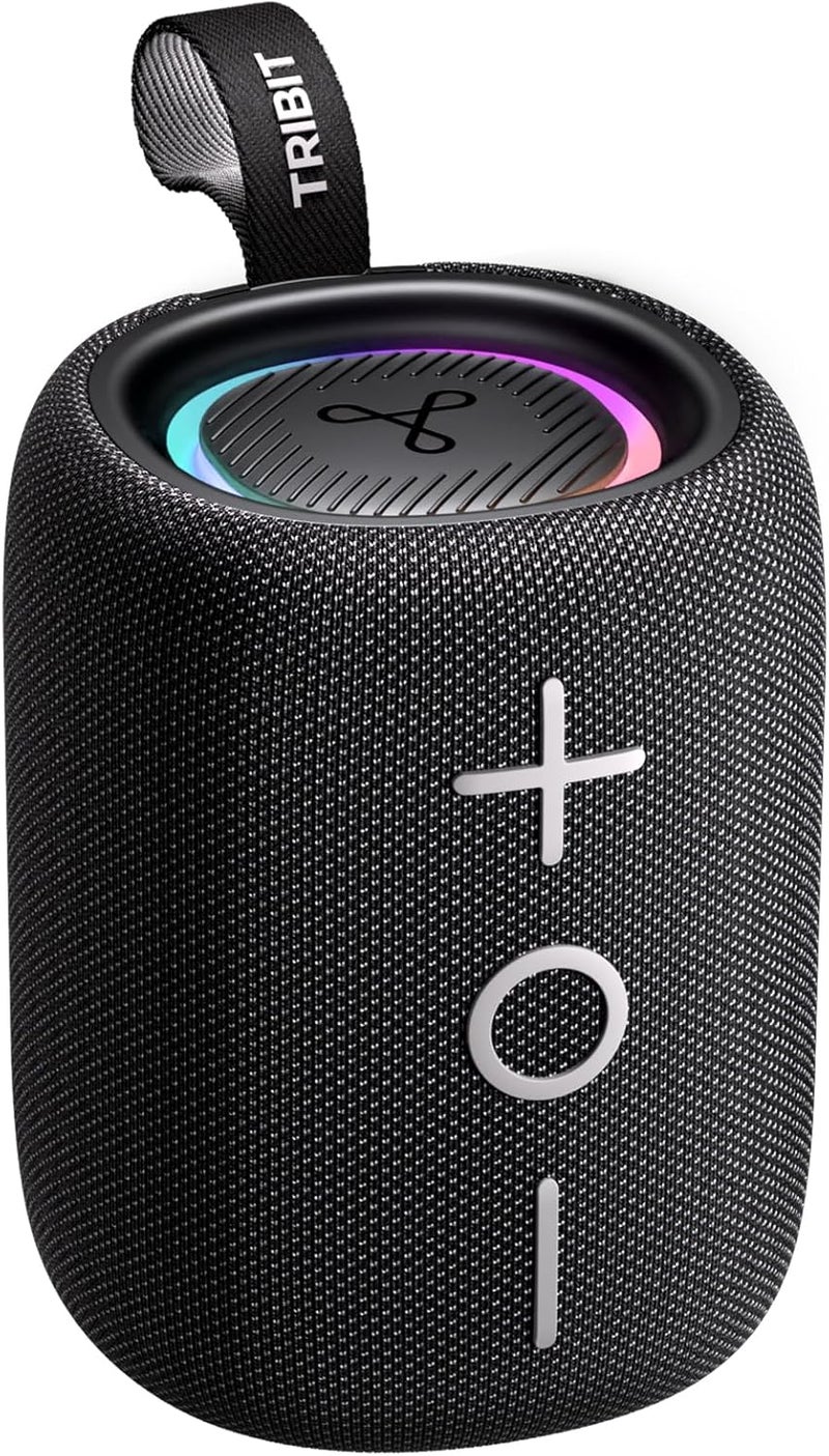 Tribit StormBox Mini+ Portable Bluetooth Speaker, 12W Wireless Speaker with 360°Surround Sound, 12H Playtime, Custom EQ, BT5.4, IPX7 Waterproof, RGB Lights, Type-C, TWS, AAC/SBC, Home/Outdoor/Travel - Image 1