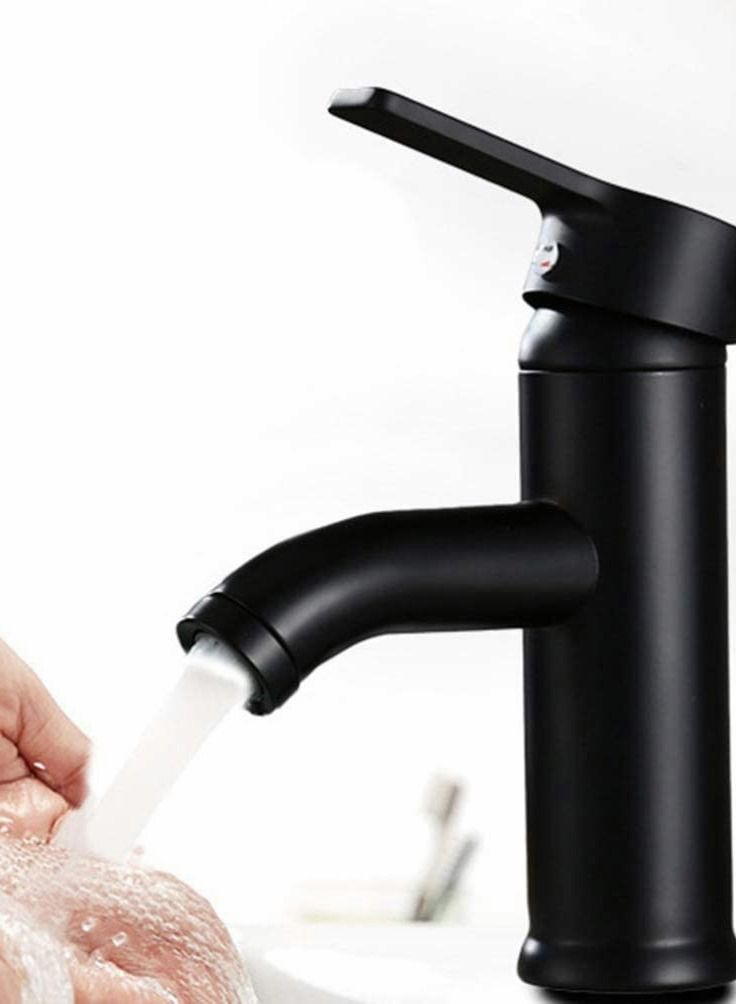 Tap Black Bathroom Faucet Stainless Steel Basin Mixer Bathroom Accessories Black Tap Sink Basin Mixer Tap for Home Kitchen, Short Pattern - Image 3