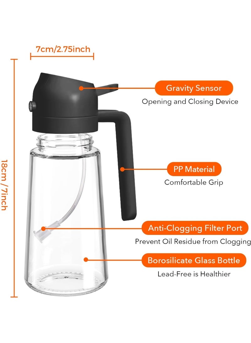 470ml Glass Olive Oil Sprayer and Dispenser Bottle, 2 in 1 Oil Spray & Pour Bottle with Handle, Leakproof Kitchen Oil Container, Includes 1 Cleaning Brush, for Olive Oil, Vinegar, Soy Sauce, BBQ, Salad and Cooking - Image 3