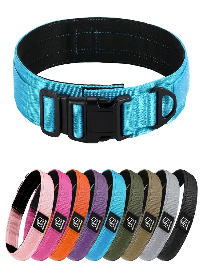 Glohoop Tactical Durable Dog Collar, Metal D-Ring, Adjustable Heavy Duty Dog Collar with Heavy Quick-Release Buckle for Medium Large Dogs (Blue, L) - Image 1