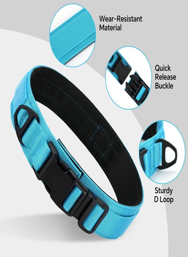 Glohoop Tactical Durable Dog Collar, Metal D-Ring, Adjustable Heavy Duty Dog Collar with Heavy Quick-Release Buckle for Medium Large Dogs (Blue, L) - Image 3
